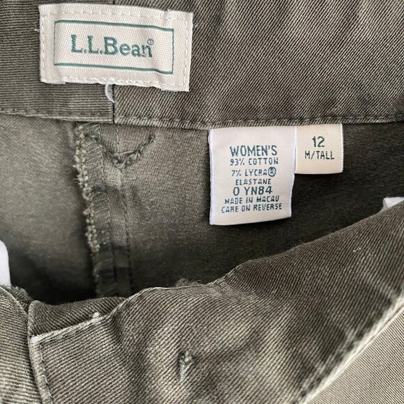 LL Bean Military Green Outdoor Hiking Favorite Fit Pants Women’s Size 12 M Tall - Picture 3 of 5